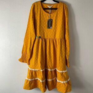 Girls Matilda Jane Gold Polka Dot Dress Sz 14‎
